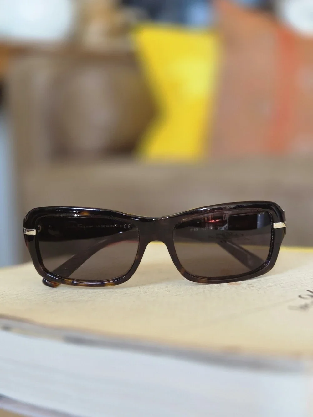Salvatore Ferragamo Tortoiseshell Rectangular Sunglasses - Brown Lenses